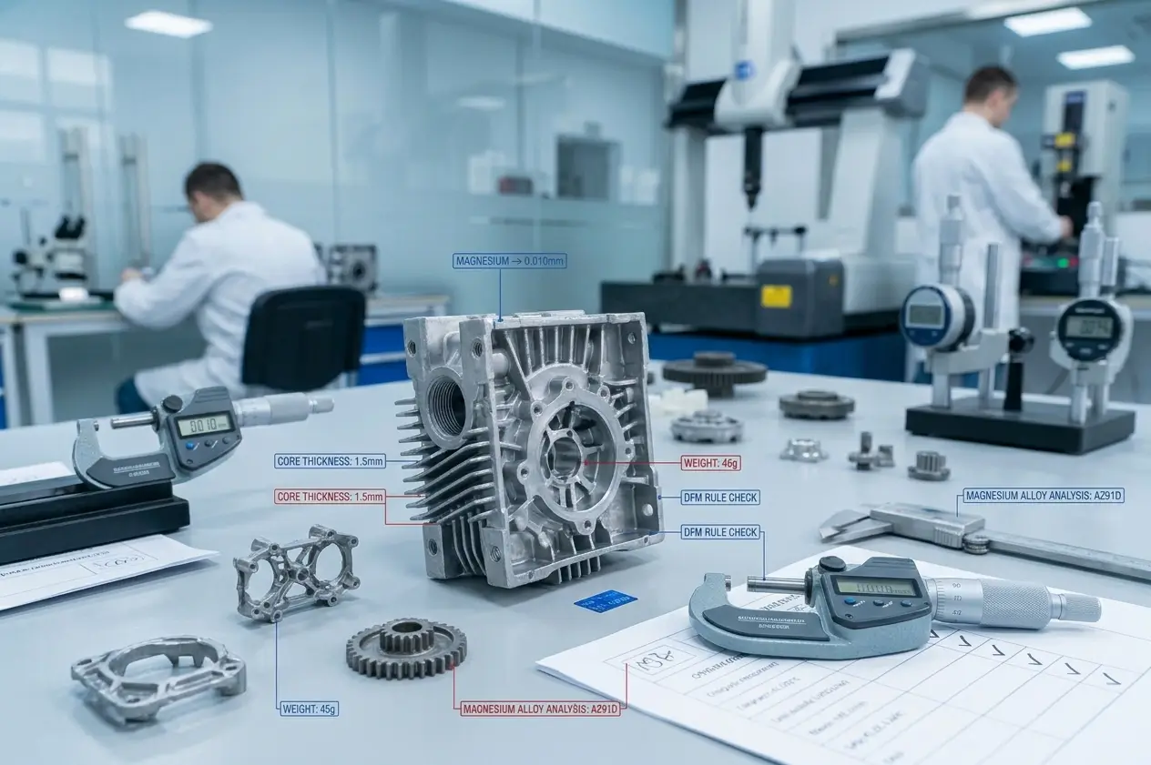 Lightweight magnesium die cast component