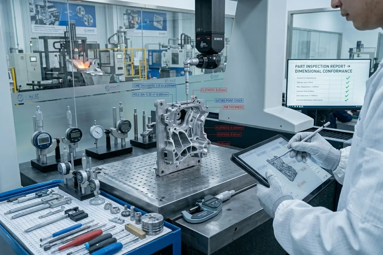 Dimensional inspection of a precision die cast component